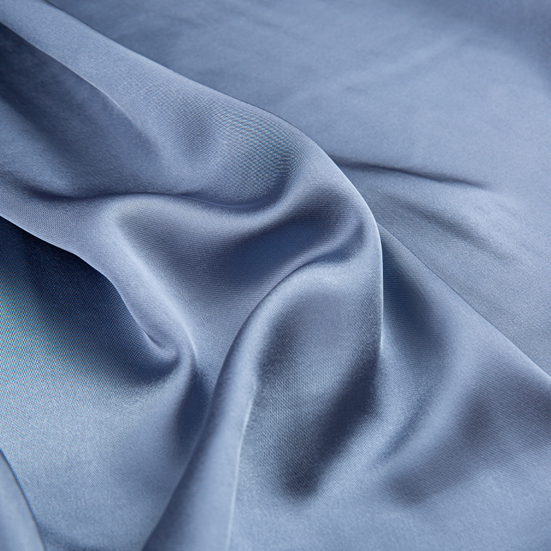 HY263 albastru 150 cm 240 GSM twill imitație acetat CEY satin pur poliester țesătură pentru îmbrăcăminte pentru femei
